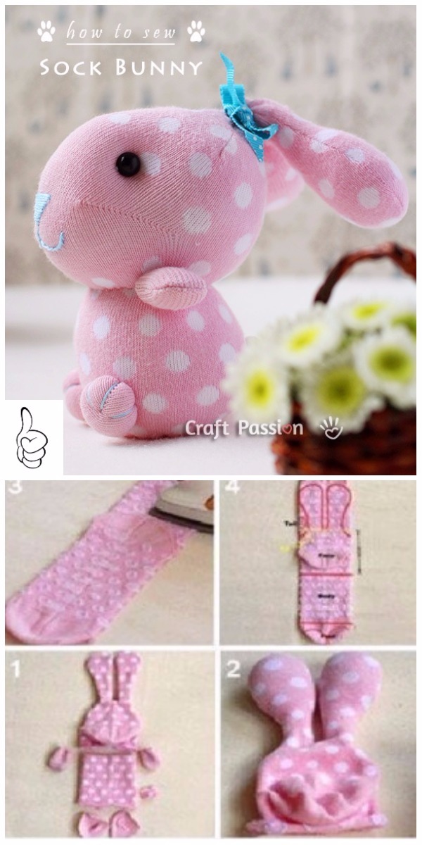 Geld rubber Uitpakken grens DIY Sock Bunny Sew Patterns Sock Bunny Softies Tutorial