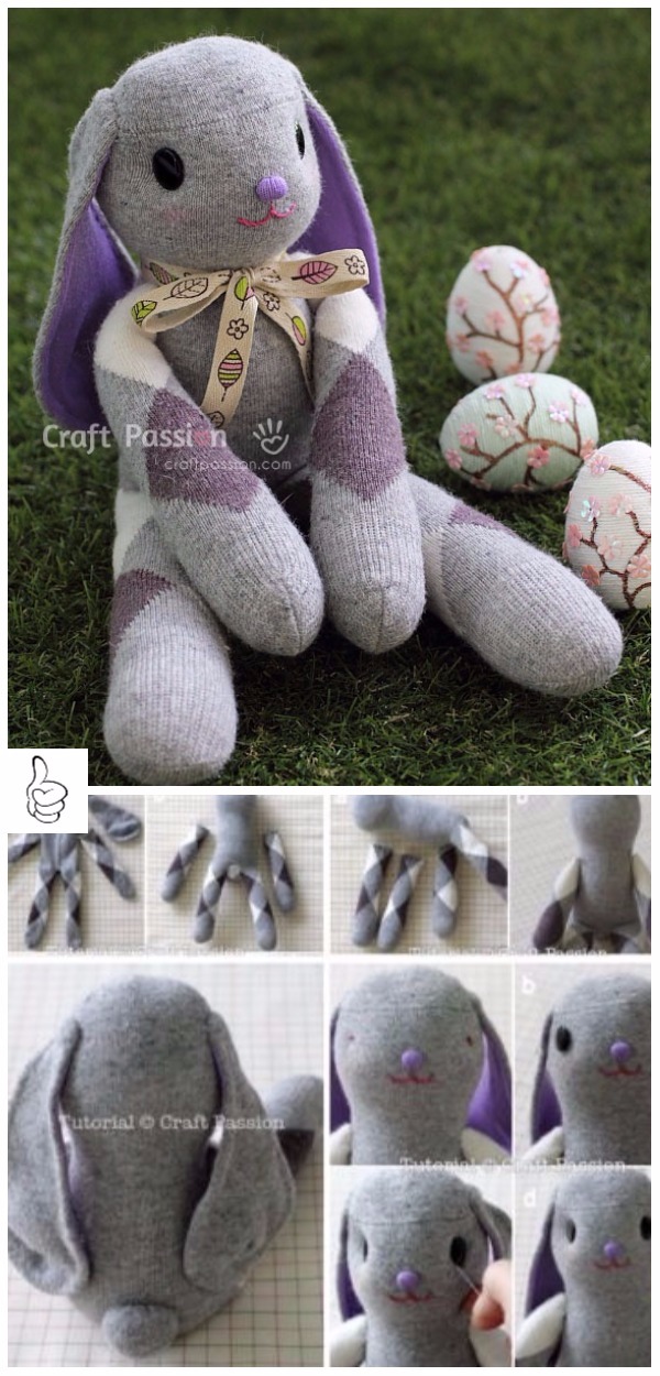 Geld rubber Uitpakken grens DIY Sock Bunny Sew Patterns Sock Bunny Softies Tutorial