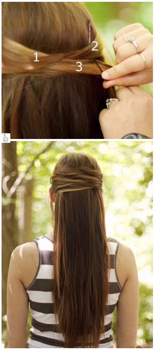 Diy Quick Bobby Pin Hairstyles Overlapping Half Up Half Down