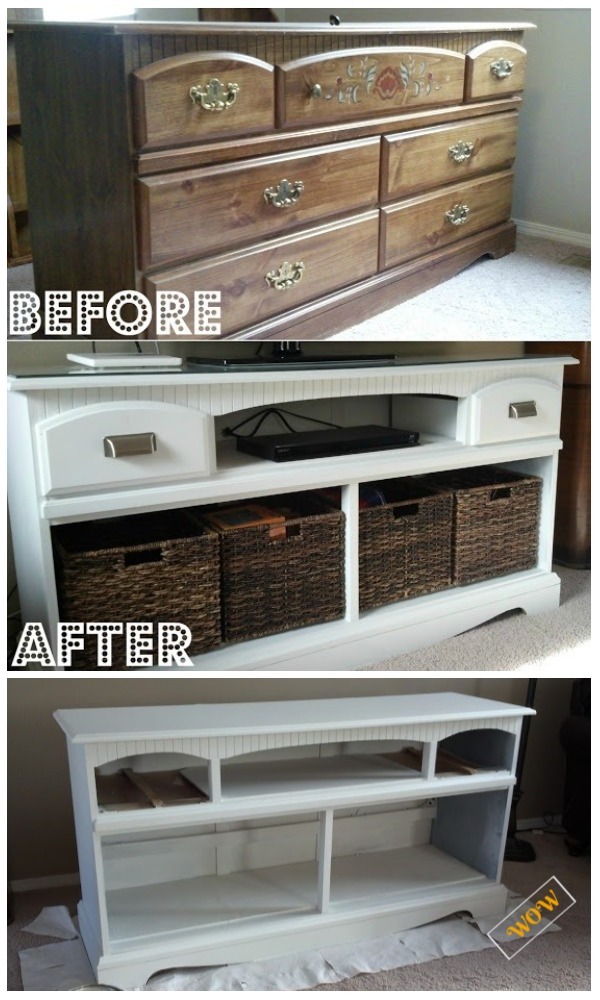 Awesome Old Dresser Makeover Ideas With, Converting Dresser Into Tv Stand