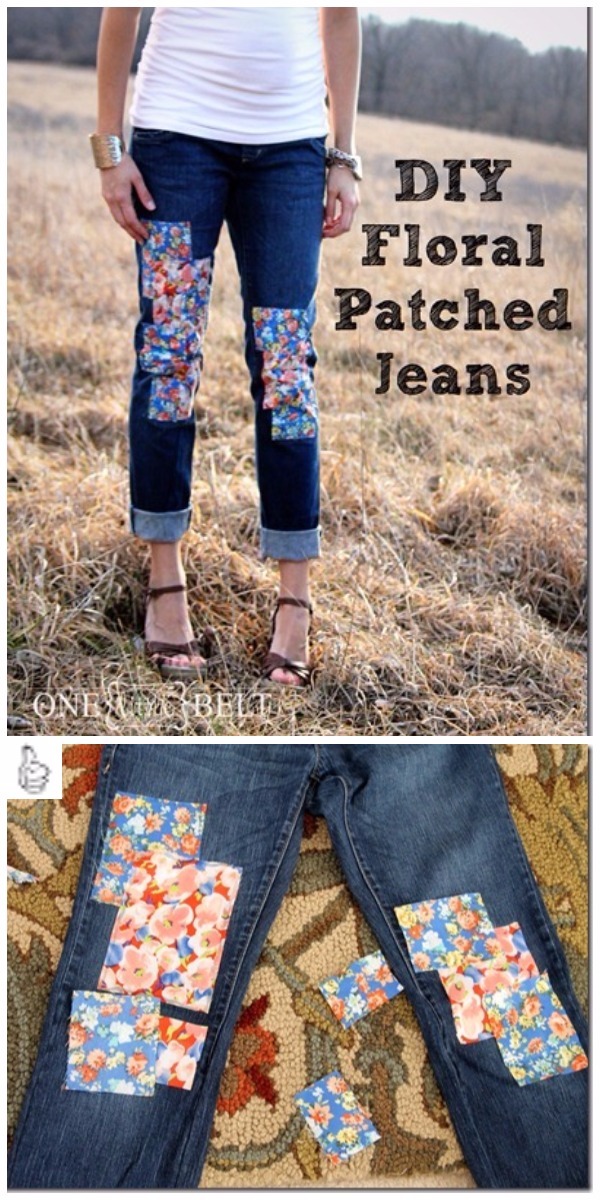 Clever Ways to Patch Your Knee Holes - DIY Floral Patched Jeans ...